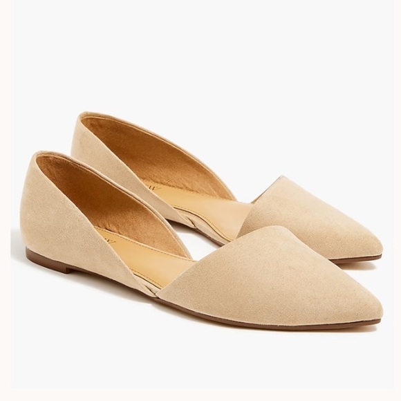 J.Crew Zoe d’Orsay Pointed Toe Nude Suede Flats Size 10 - Picture 1 of 8